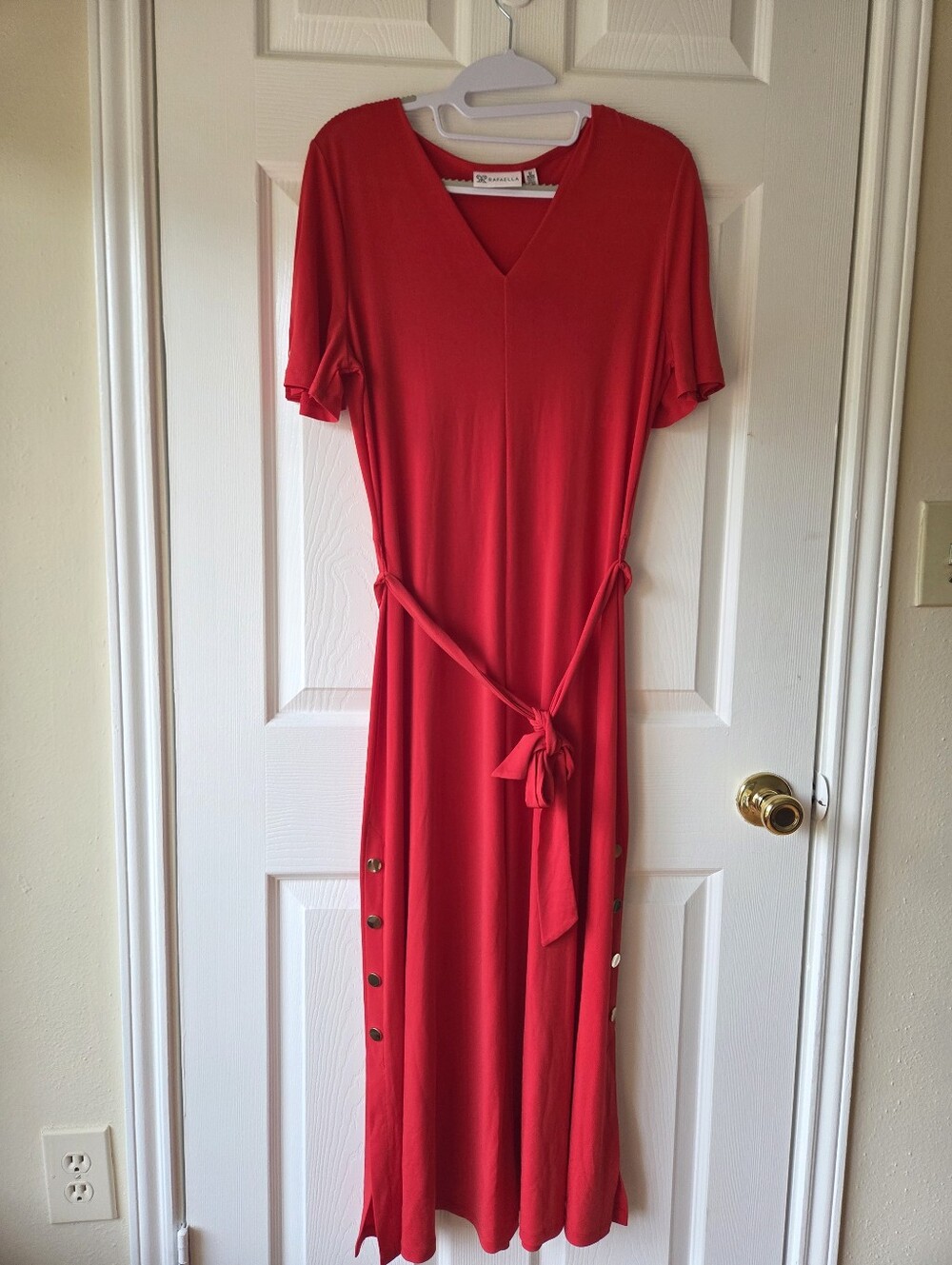 Rafaella Tomato Red Maxi Dress S Belted Summer Americana Gold Embellished